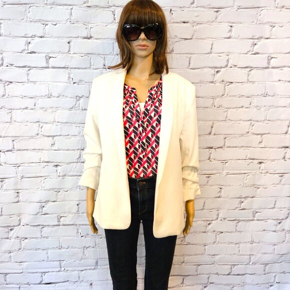 BANANA REPUBLIC - Navy blue/hot pink chevron print 3/4 sleeve blouse - Picture 9 of 10